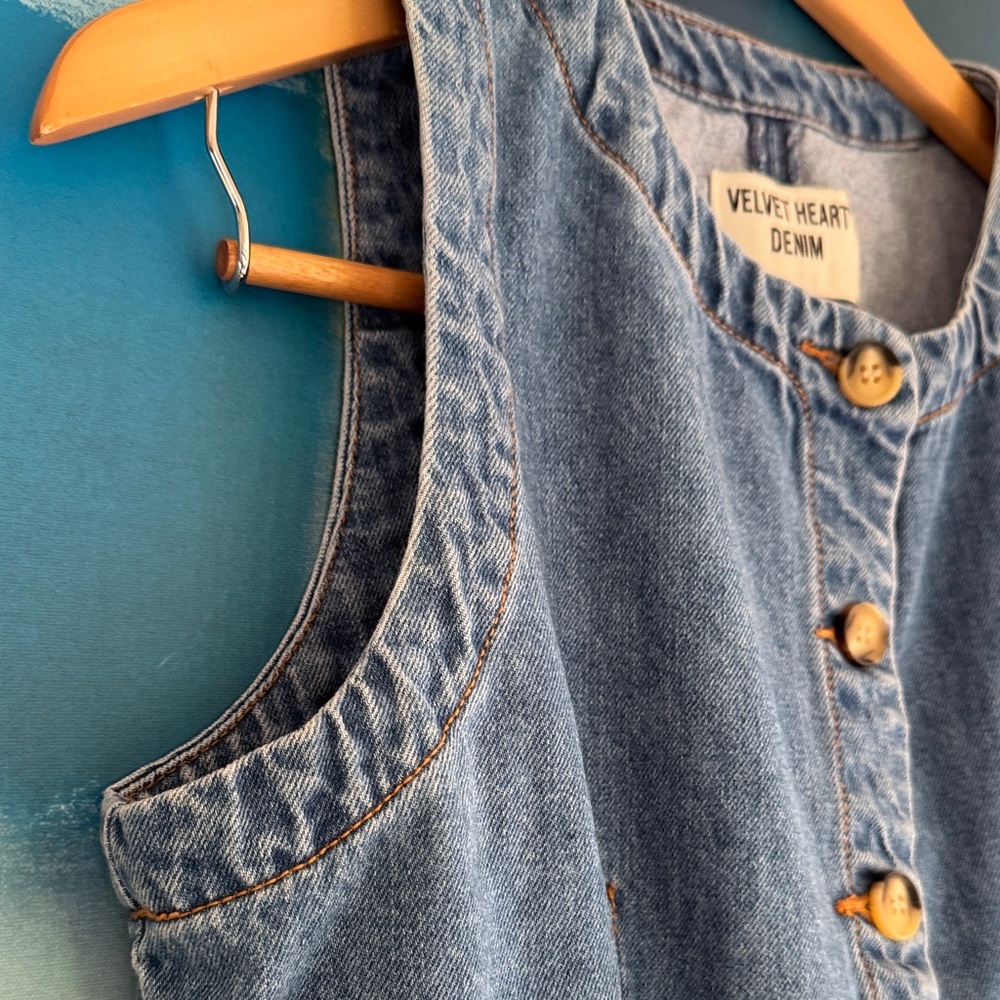 Velvet Heart Blue Denim Vest with Button Accents - Picture 4 of 8